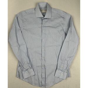 Kurt River Shirt Mens Medium Slim Fit Blue Geometric Long Sleeve‎ Cotton